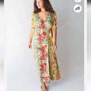 SOPHIA NATURAL LIFE MAXI FLORAL WRAP DRESS NWT SIZE MEDIUM
